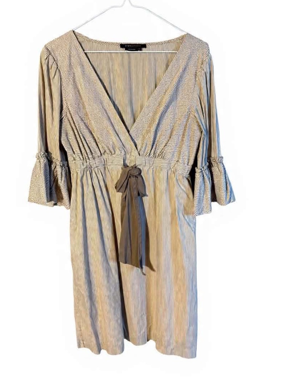 Bcbg cotton pinstripe dress with bow